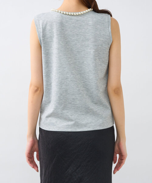 La boutique BonBon（ラブティックボンボン）の「【華やか映えタンク】パール付きタンク（タンクトップ・レディース・ブラック/ホワイト/ライトグレー・FREE）」の15枚目の写真