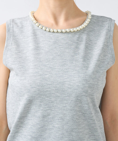 La boutique BonBon（ラブティックボンボン）の「【華やか映えタンク】パール付きタンク（タンクトップ・レディース・ブラック/ホワイト/ライトグレー・FREE）」の16枚目の写真