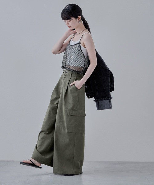 etoll.（エトル）の「ネップメッシュキャミビスチェ（キャミソール・レディース・アイボリー/ブラック/オレンジ・M）」の6枚目の写真