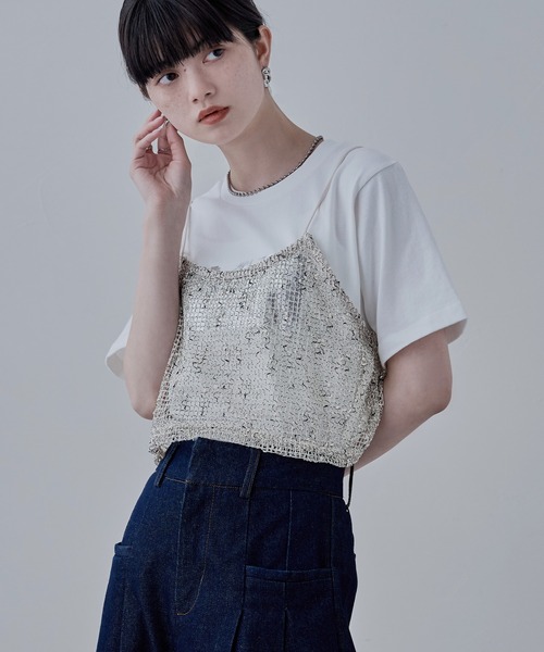 etoll.（エトル）の「ネップメッシュキャミビスチェ（キャミソール・レディース・アイボリー/ブラック/オレンジ・M）」の12枚目の写真