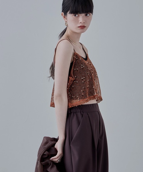 etoll.（エトル）の「ネップメッシュキャミビスチェ（キャミソール・レディース・アイボリー/ブラック/オレンジ・M）」の20枚目の写真