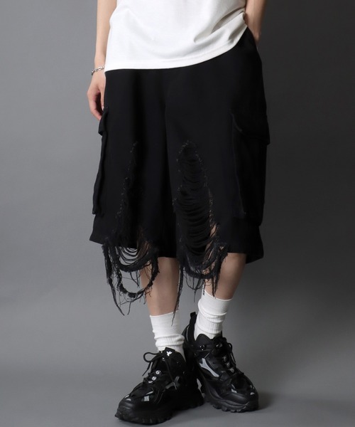 セール】Clash Denim Cargo Shorts/クラッシュ ダメージ加工