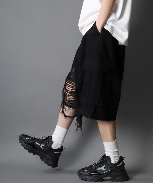 セール】Clash Denim Cargo Shorts/クラッシュ ダメージ加工