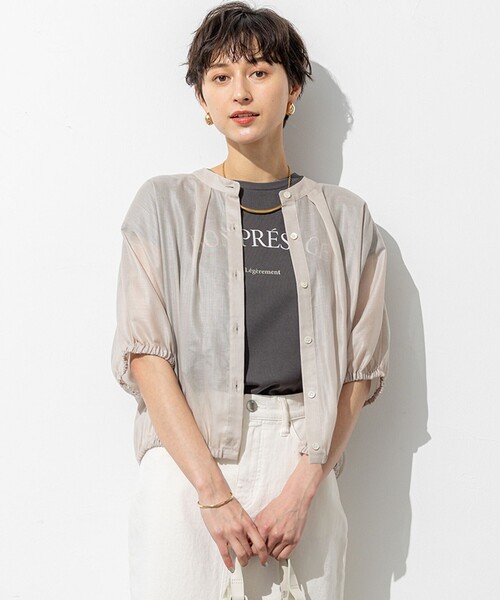 23区 S(ニジュウサンクチイサイサイズ)の「【洗える】ソフトシアーフィルム コンパクト ブラウス(シャツ/ブラウス・レディース・ブラック系/ダークグリーン系/ライトオレンジ系/ベージュ系・32)」の2枚目の写真