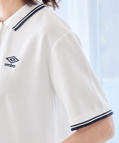 UMBRO(アンブロ)の「UMBRO・alotta別注/アンブロ ワンポイント刺しゅう 配色デザインポロシャツ(ポロシャツ・レディース・ホワイト/ネイビー/チャコール/アイボリー・L/M/3L/LL)」の21枚目の写真