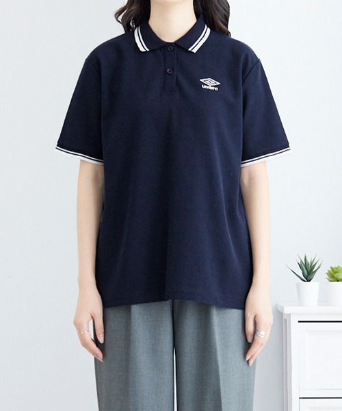 UMBRO(アンブロ)の「UMBRO・alotta別注/アンブロ ワンポイント刺しゅう 配色デザインポロシャツ(ポロシャツ・レディース・ホワイト/ネイビー/チャコール/アイボリー・L/M/3L/LL)」の17枚目の写真