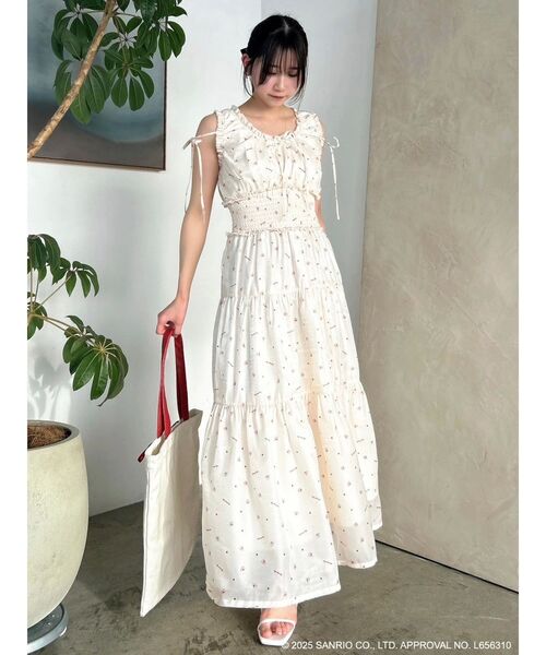 セール】【メロクロコラボ】モチーフパターンティアードワンピース