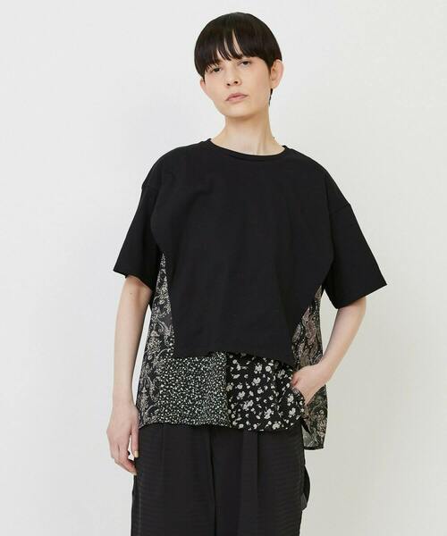 FRAPBOIS（フラボア）の「レイヤーシフォンT（Tシャツ/カットソー・レディース・ブラック/ベージュ・1）」の2枚目の写真