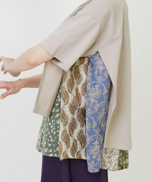 FRAPBOIS（フラボア）の「レイヤーシフォンT（Tシャツ/カットソー・レディース・ブラック/ベージュ・1）」の5枚目の写真