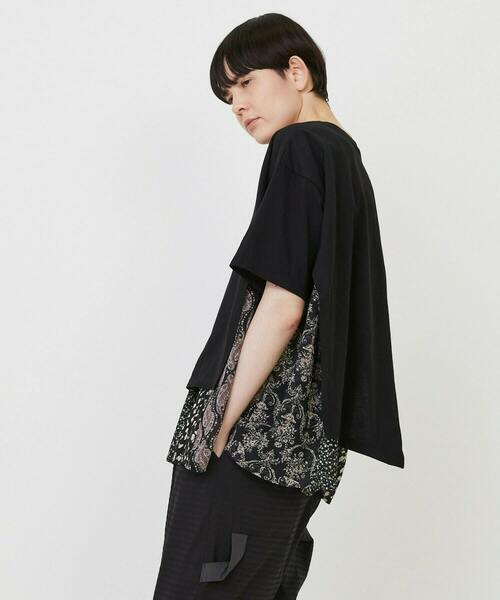 FRAPBOIS（フラボア）の「レイヤーシフォンT（Tシャツ/カットソー・レディース・ブラック/ベージュ・1）」の11枚目の写真