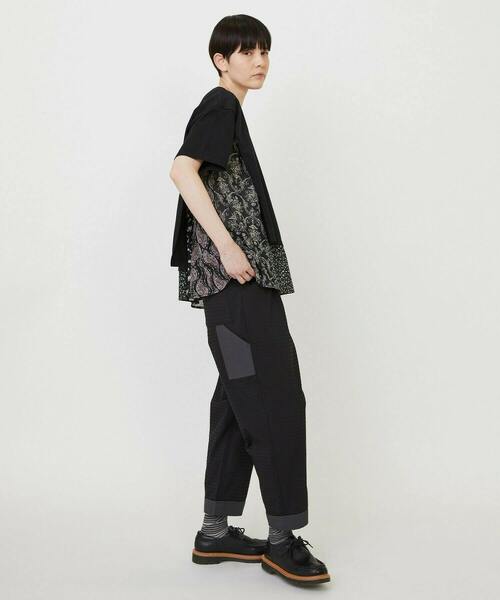 FRAPBOIS（フラボア）の「レイヤーシフォンT（Tシャツ/カットソー・レディース・ブラック/ベージュ・1）」の14枚目の写真