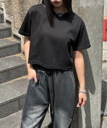 LVEU.（ラブユ.）の「【LVEU.】ベーシッククロップドＴシャツ / トップス カットソー Tシャツ 半袖 ベーシック クロップド ショート クルーネック 定番 ブラック ホワイト ZOZOTOWN限定（Tシャツ/カットソー）」