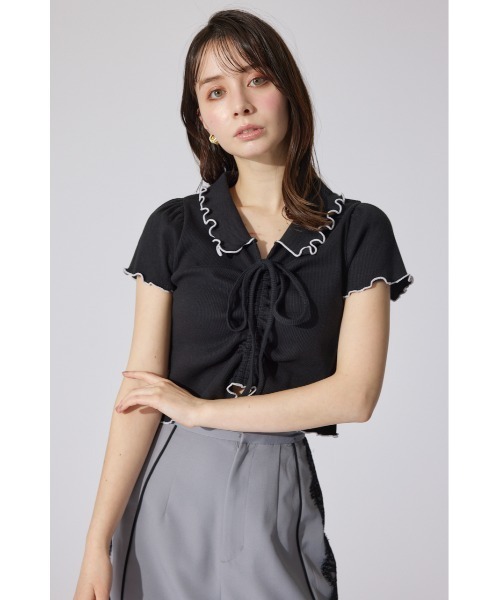 rienda - リエンダ　トップス セール】ドロストカットトップス 夏服 半袖（Tシャツ/カットソー