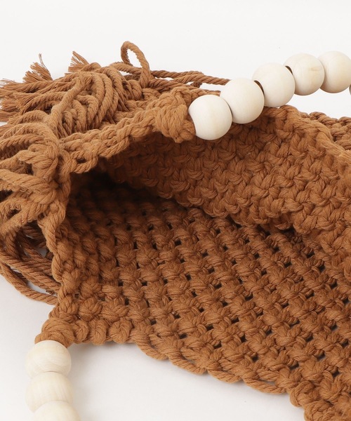 Lutim by u（ルチバイユー）の「Wooden beaded handle macrame bag/ウッドビーズハンドル マクラメバッグ（トートバッグ・レディース・ブラック/アイボリー/ブラウン・FREE）」の13枚目の写真