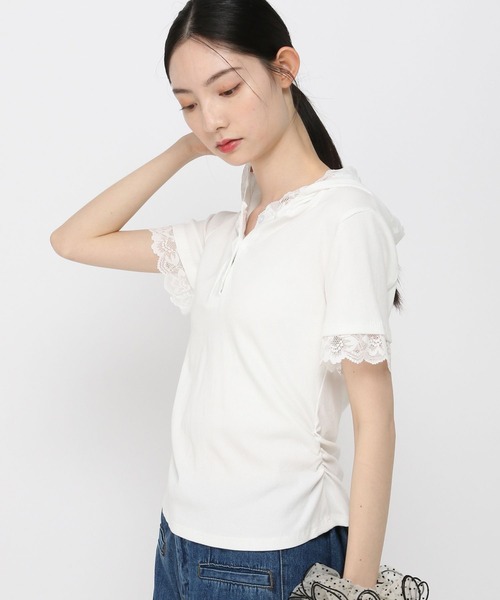 3.3 Field Trip （3.3フィールドトリップ）の「3.3 Field Trip／レースフード半袖パーカー（Tシャツ/カットソー・レディース・ブラック/ホワイト/グレー・FREE）」の17枚目の写真