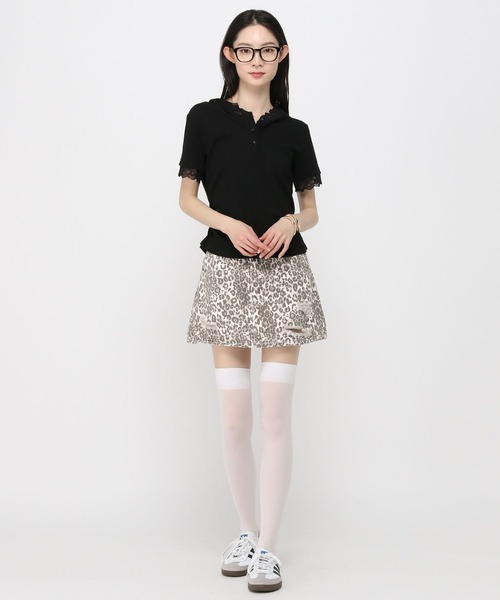 3.3 Field Trip （3.3フィールドトリップ）の「3.3 Field Trip／レースフード半袖パーカー（Tシャツ/カットソー・レディース・ブラック/ホワイト/グレー・FREE）」の15枚目の写真