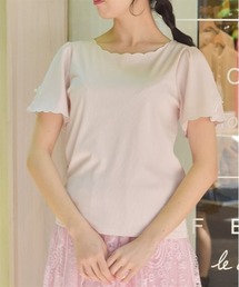 axes femme | リボン×スカラップ刺繍プルオーバー(Tシャツ/カットソー)