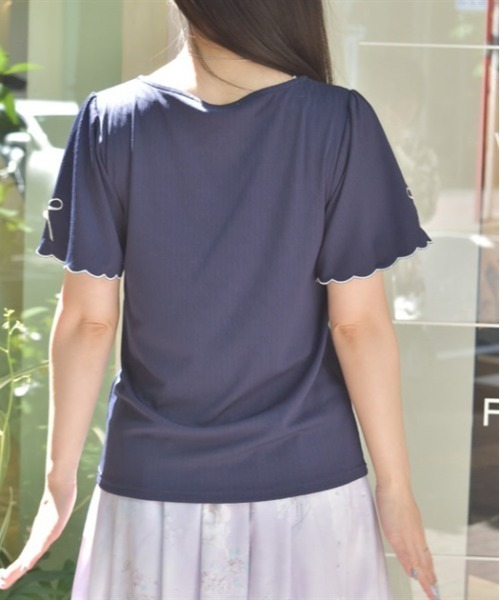 リボン×スカラップ刺繍プルオーバー（Tシャツ/カットソー