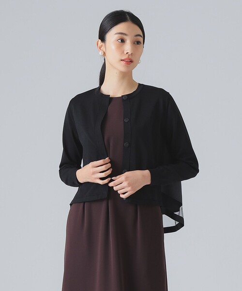 EFFE BEAMS（エッフェビームス）の「バック タフタ カーディガン（カーディガン/ボレロ・レディース・ブラック/ネイビー・ONE SIZE）」の6枚目の写真