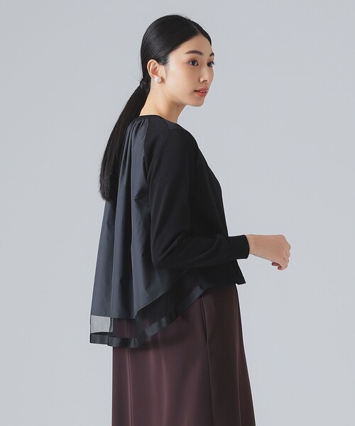 EFFE BEAMS（エッフェビームス）の「バック タフタ カーディガン（カーディガン/ボレロ・レディース・ブラック/ネイビー・ONE SIZE）」の7枚目の写真