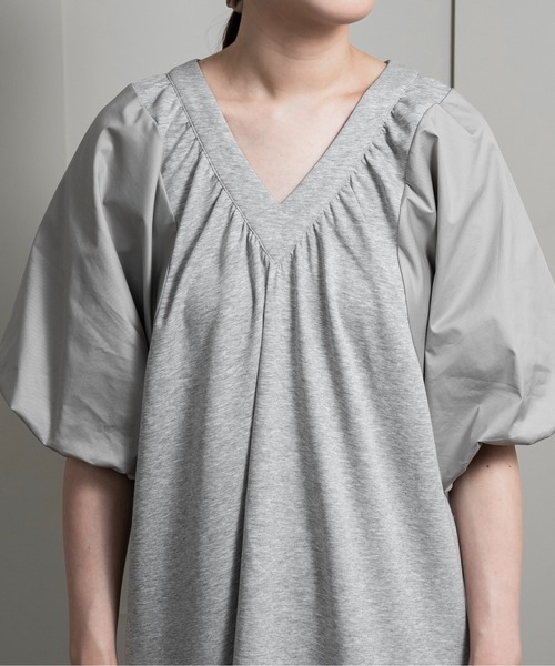 セール】different materials v neck tiered op / ディファ