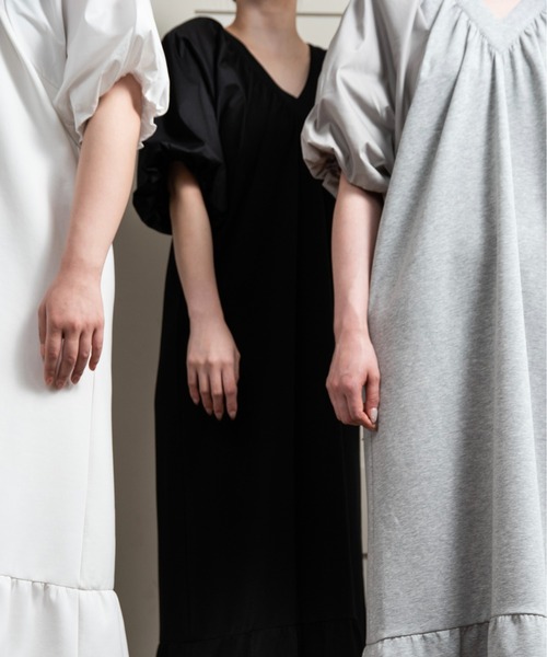 lawgy(ラウジー)の「different materials v neck tiered op / ディファレントマテリアルズvネックティアードワンピ(ワンピース・レディース・ブラック/グレー/ホワイト・FREE)」の8枚目の写真