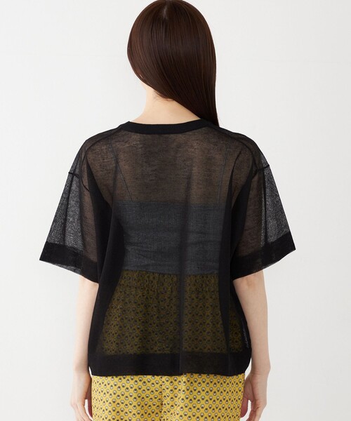 SHIPS Colors(シップス カラーズ)の「SHIPS Colors:〈手洗い可能〉シアー ニット TEE(ニット/セーター・レディース・ベージュ/ライトグレー/ブラック・ONE SIZE)」の7枚目の写真