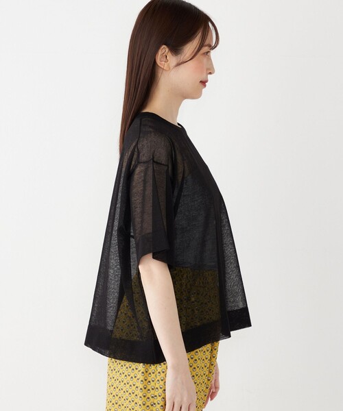 SHIPS Colors(シップス カラーズ)の「SHIPS Colors:〈手洗い可能〉シアー ニット TEE(ニット/セーター・レディース・ベージュ/ライトグレー/ブラック・ONE SIZE)」の8枚目の写真