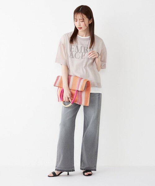 SHIPS Colors(シップス カラーズ)の「SHIPS Colors:〈手洗い可能〉シアー ニット TEE(ニット/セーター・レディース・ベージュ/ライトグレー/ブラック・ONE SIZE)」の11枚目の写真