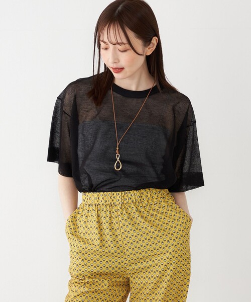 SHIPS Colors(シップス カラーズ)の「SHIPS Colors:〈手洗い可能〉シアー ニット TEE(ニット/セーター・レディース・ベージュ/ライトグレー/ブラック・ONE SIZE)」の13枚目の写真