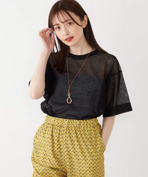SHIPS Colors(シップス カラーズ)の「SHIPS Colors:〈手洗い可能〉シアー ニット TEE(ニット/セーター・レディース・ベージュ/ライトグレー/ブラック・ONE SIZE)」の14枚目の写真