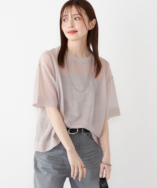 SHIPS Colors(シップス カラーズ)の「SHIPS Colors:〈手洗い可能〉シアー ニット TEE(ニット/セーター・レディース・ベージュ/ライトグレー/ブラック・ONE SIZE)」の17枚目の写真