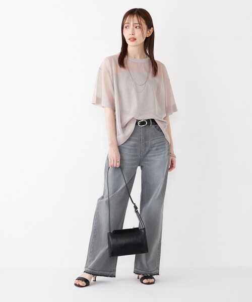 SHIPS Colors(シップス カラーズ)の「SHIPS Colors:〈手洗い可能〉シアー ニット TEE(ニット/セーター・レディース・ベージュ/ライトグレー/ブラック・ONE SIZE)」の20枚目の写真