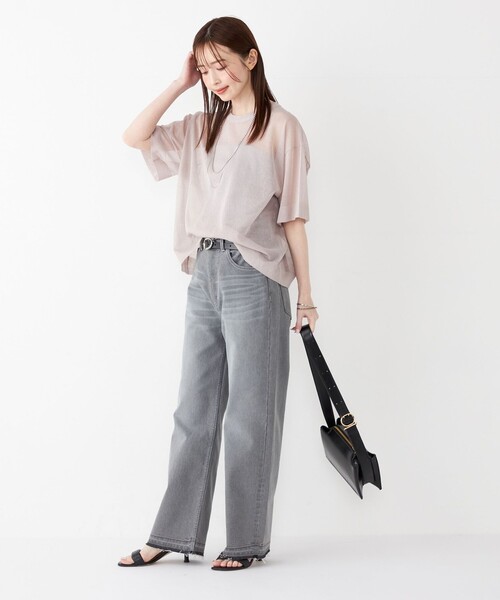 SHIPS Colors(シップス カラーズ)の「SHIPS Colors:〈手洗い可能〉シアー ニット TEE(ニット/セーター・レディース・ベージュ/ライトグレー/ブラック・ONE SIZE)」の21枚目の写真