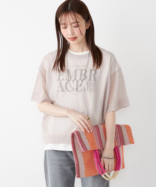 SHIPS Colors(シップス カラーズ)の「SHIPS Colors:〈手洗い可能〉シアー ニット TEE(ニット/セーター・レディース・ベージュ/ライトグレー/ブラック・ONE SIZE)」の22枚目の写真