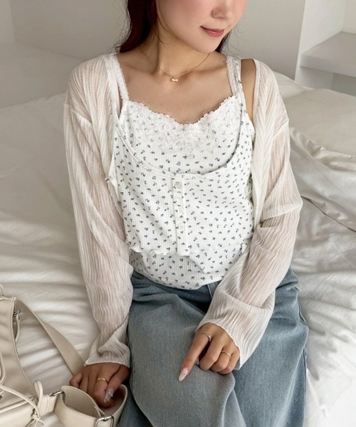 one after another NICE CLAUP(ワンアフターアナザーナイスクラップ)の「レイヤードキャミソール(キャミソール・レディース・オフホワイト/ホワイト系その他/ドット/ブラック・FREE)」の3枚目の写真