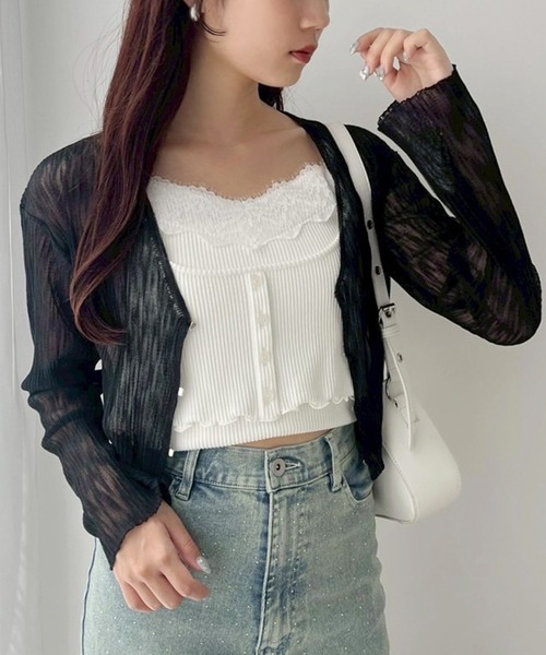 one after another NICE CLAUP(ワンアフターアナザーナイスクラップ)の「レイヤードキャミソール(キャミソール・レディース・オフホワイト/ホワイト系その他/ドット/ブラック・FREE)」の6枚目の写真