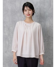 【透けにくい】フロントパ-ル取り外し 2WAYブラウス 7分袖 2枚仕立て UVカット SOFFICE