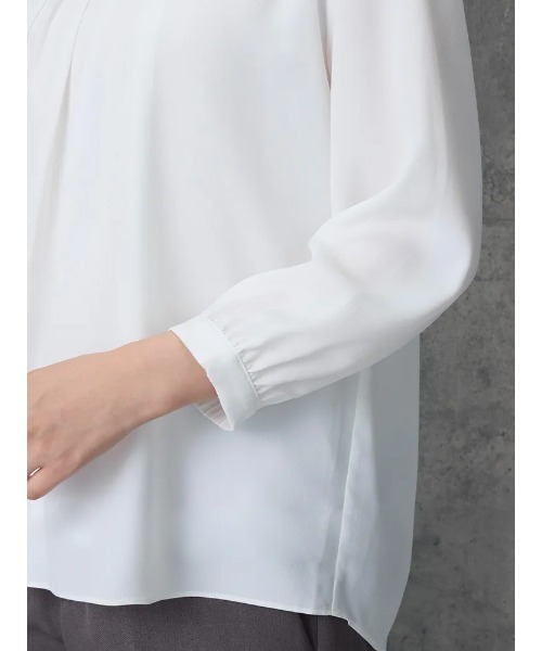 HARUYAMA(ハルヤマ)の「【透けにくい】フロントパ-ル取り外し 2WAYブラウス 7分袖 2枚仕立て UVカット SOFFICE(シャツ/ブラウス・レディース・オフホワイト/ライトピンク/イエロー・M/LL/S/L)」の7枚目の写真