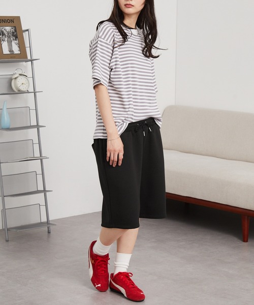 MONO-MART（モノマート）の「イージードライ ワイドダンボールスウェットショートパンツ（その他パンツ・レディース・ネイビー/ワイン系/ベージュ/杢グレー/ブラック・L/M/S）」の10枚目の写真