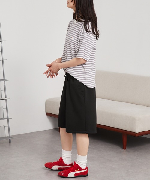 MONO-MART（モノマート）の「イージードライ ワイドダンボールスウェットショートパンツ（その他パンツ・レディース・ネイビー/ワイン系/ベージュ/杢グレー/ブラック・L/M/S）」の11枚目の写真