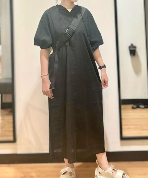 Right-on(ライトオン)の「HONEYSUCKLE ROSE(ハニーサックルローズ)【レディース】リネン混2WAYワンピース(ワンピース・レディース・ブラック/グリーン/ピンク・M/L)」の10枚目の写真
