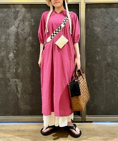 Right-on(ライトオン)の「HONEYSUCKLE ROSE(ハニーサックルローズ)【レディース】リネン混2WAYワンピース(ワンピース・レディース・ブラック/グリーン/ピンク・M/L)」の11枚目の写真