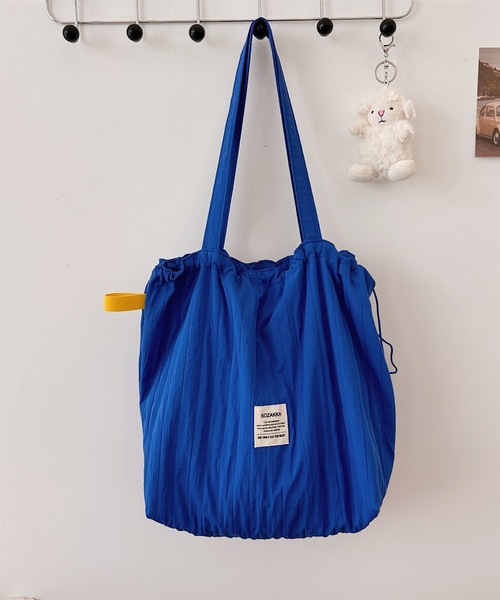 Mignonjour(ミニョンジュール)の「Mignonjour/ストライプ巾着トートバッグ M2774(トートバッグ・レディース・ベージュ/ブルー/レッド/ピンク/アイボリー・FREE)」の9枚目の写真