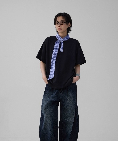 FreeZone（フリーゾーン）の「チェックスカーフデザインカラーTシャツ（Tシャツ/カットソー・メンズ・ホワイト/ブラック・F）」の12枚目の写真