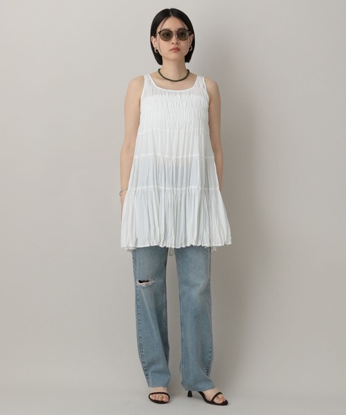 A part by（アパートバイ）の「シャーリングチュニック（シャツ/ブラウス・レディース・オフホワイト/イエロー系その他2/ブラック・FREE）」の11枚目の写真