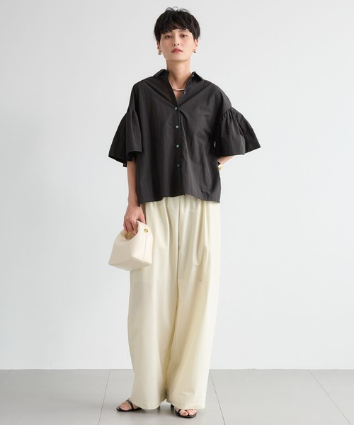 BARNYARDSTORM（バンヤードストーム）の「BARNYARDSTORM / ナイロンストレッチギャザーパンツ / ハンドウォッシャブル【撥水】＜セットアップ対応＞（その他パンツ・レディース・ベージュ/ホワイト/ブラック・S/M）」の4枚目の写真