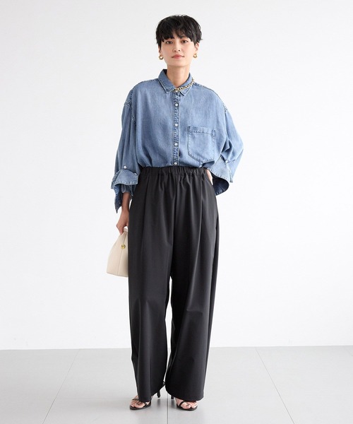 BARNYARDSTORM（バンヤードストーム）の「BARNYARDSTORM / ナイロンストレッチギャザーパンツ / ハンドウォッシャブル【撥水】＜セットアップ対応＞（その他パンツ・レディース・ベージュ/ホワイト/ブラック・S/M）」の9枚目の写真