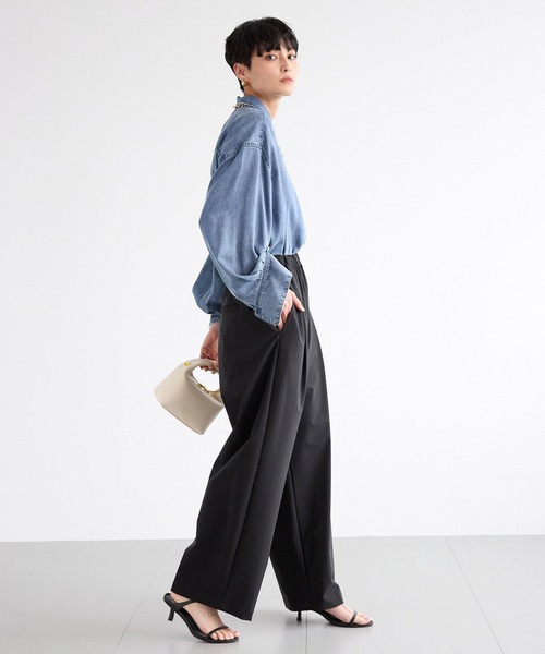 BARNYARDSTORM（バンヤードストーム）の「BARNYARDSTORM / ナイロンストレッチギャザーパンツ / ハンドウォッシャブル【撥水】＜セットアップ対応＞（その他パンツ・レディース・ベージュ/ホワイト/ブラック・S/M）」の10枚目の写真