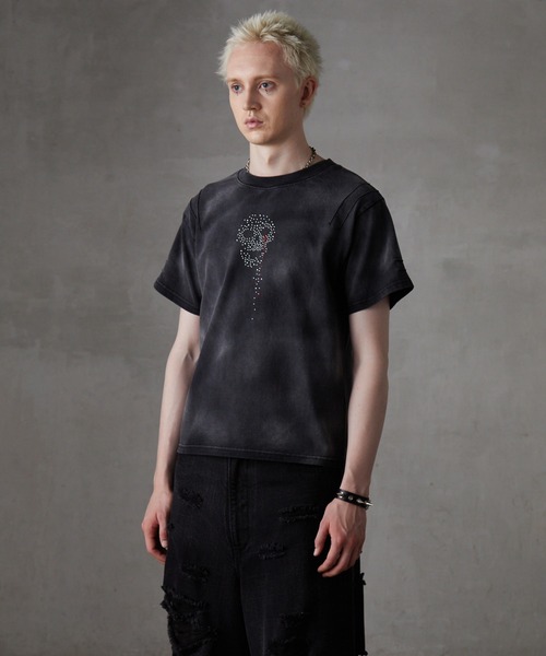 【GRANCY】スカルラインストーンデザインtシャツ グランシー GRANCY（グランシー）の「【GRANCY】Skull Rhinestone Design T